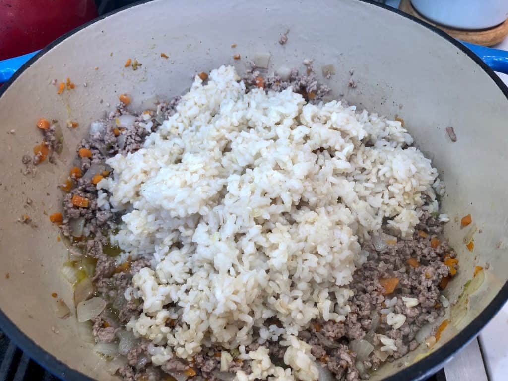 Brown rice, pork and vegetables