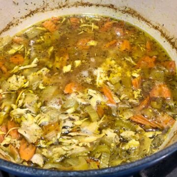 Homemade chicken soup with ginger