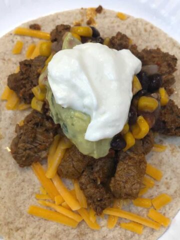 Beef-flavored steak tacos