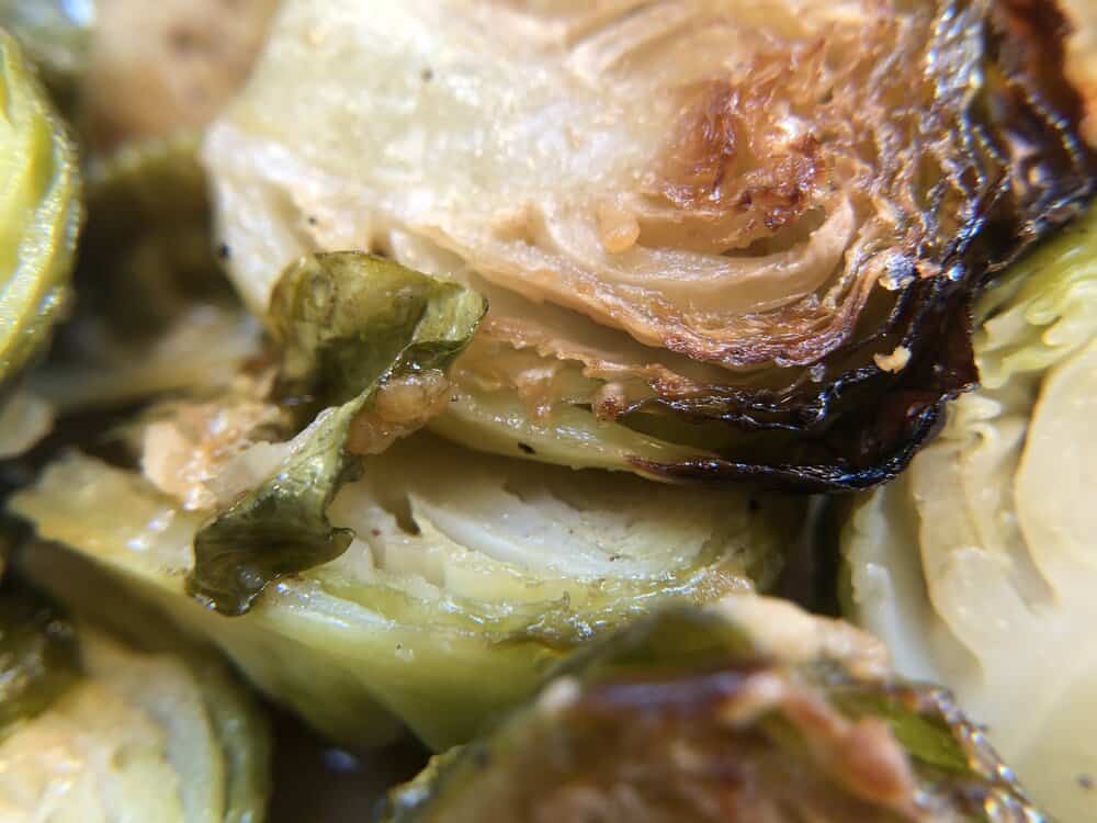 Close up of roasted brussels sprouts