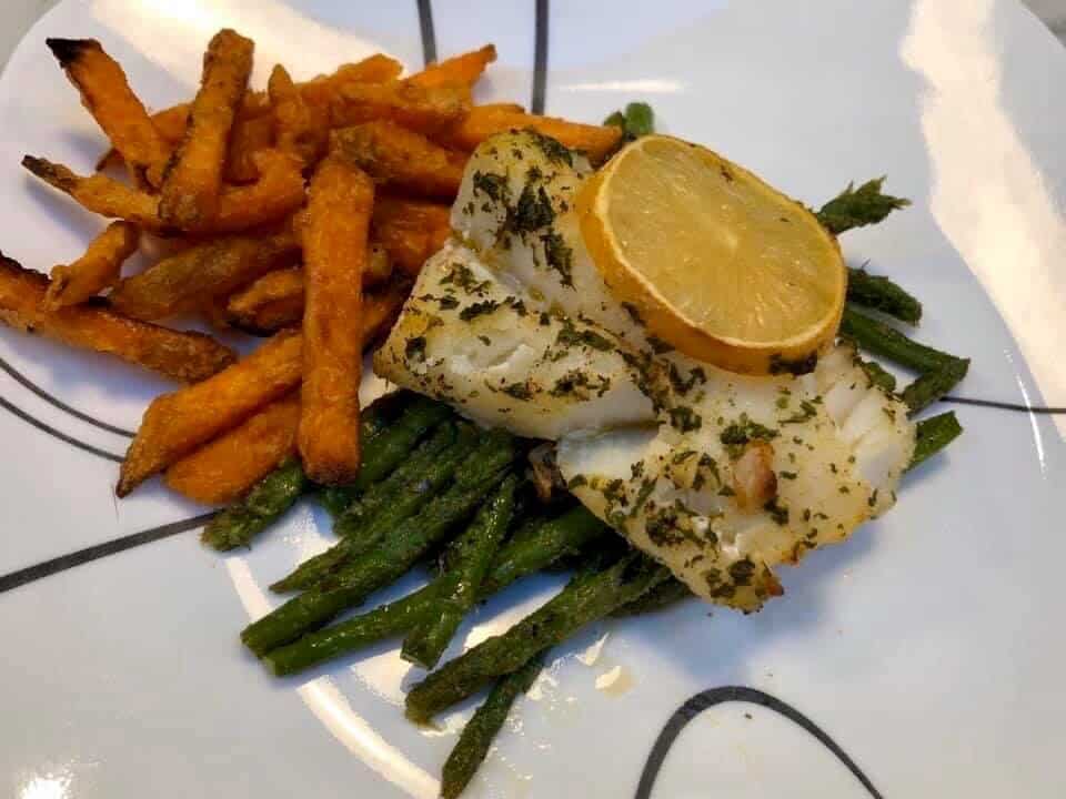 Garlic butter baked cod