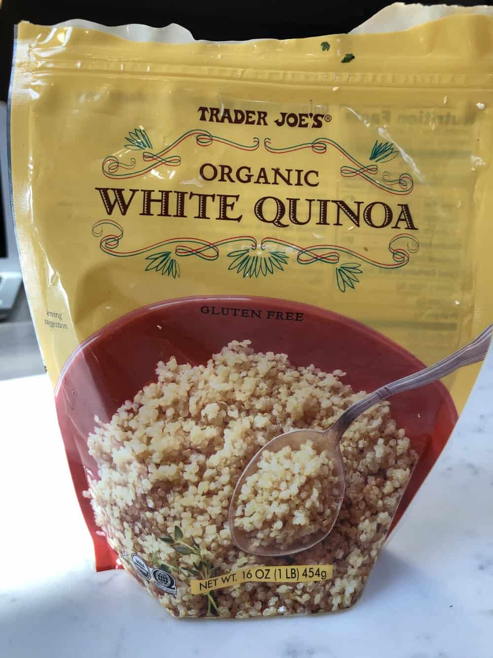 A bag of organic white quinoa