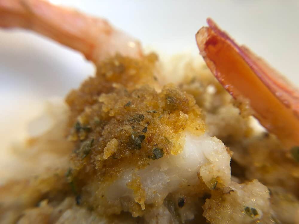 Close up of shrimp oreganata
