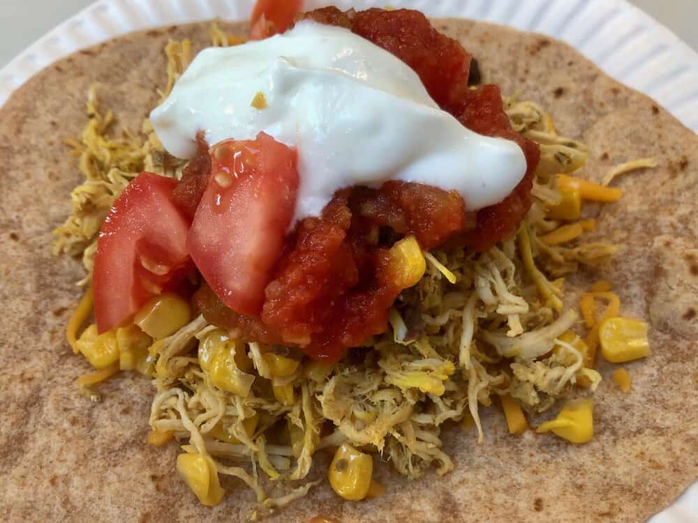 Shredded tumeric chicken tacos