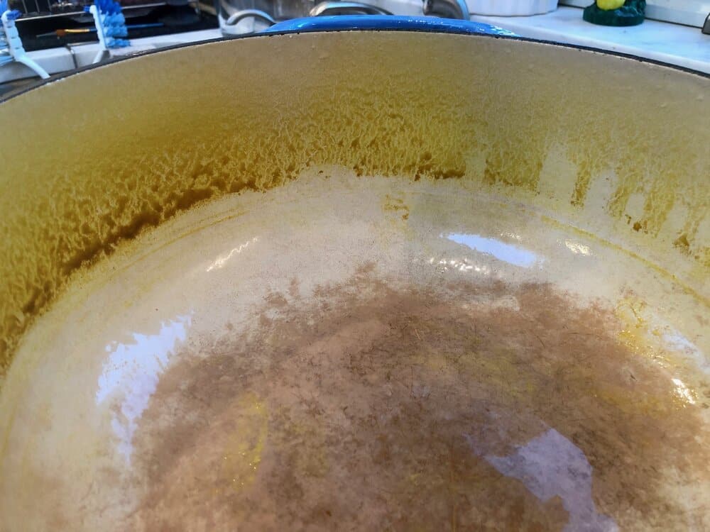 Pot stained with tumeric