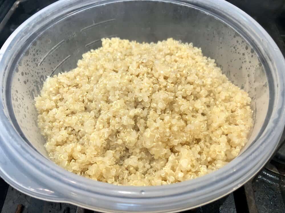 Cooked quinoa in a bowl