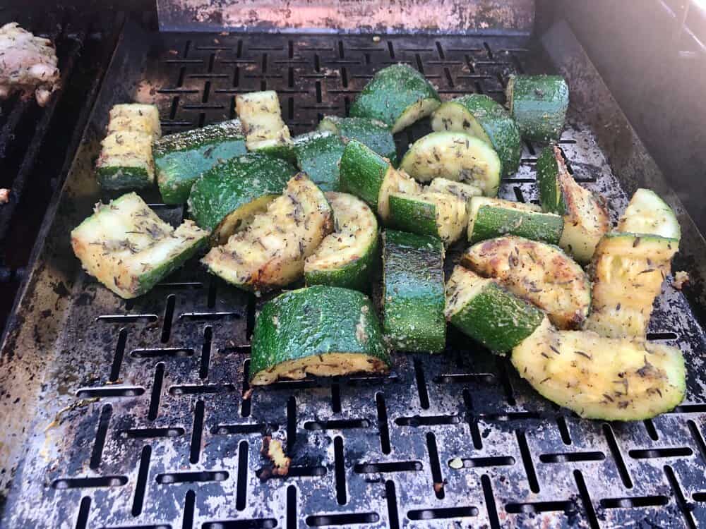 Zucchini grilling on the barbecue