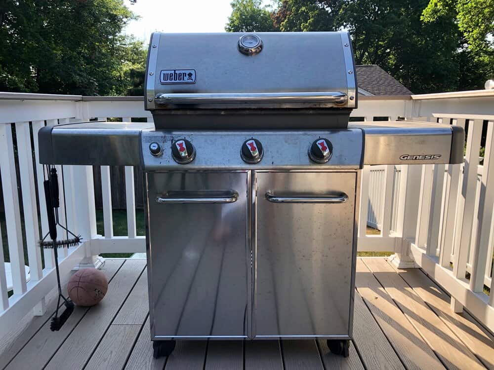 Weber grill on a deck