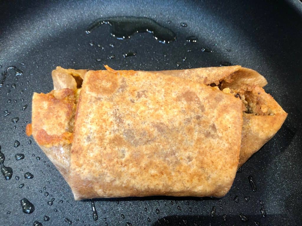 Toasted tortilla in a pan