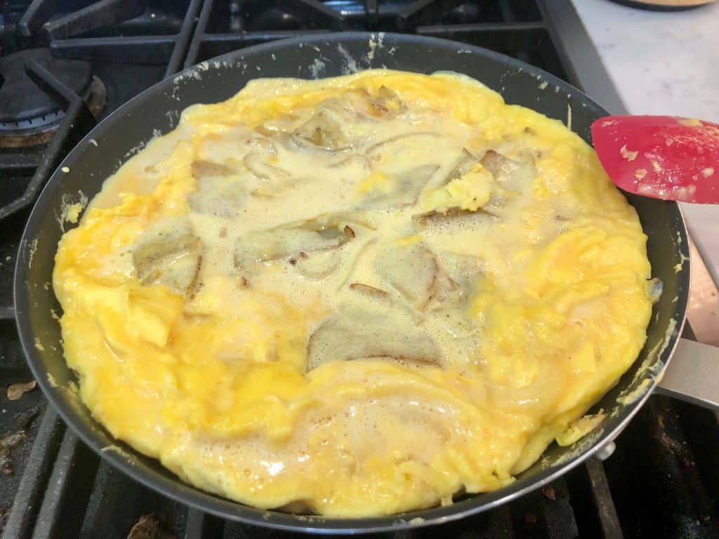 Potatoes and eggs cooking