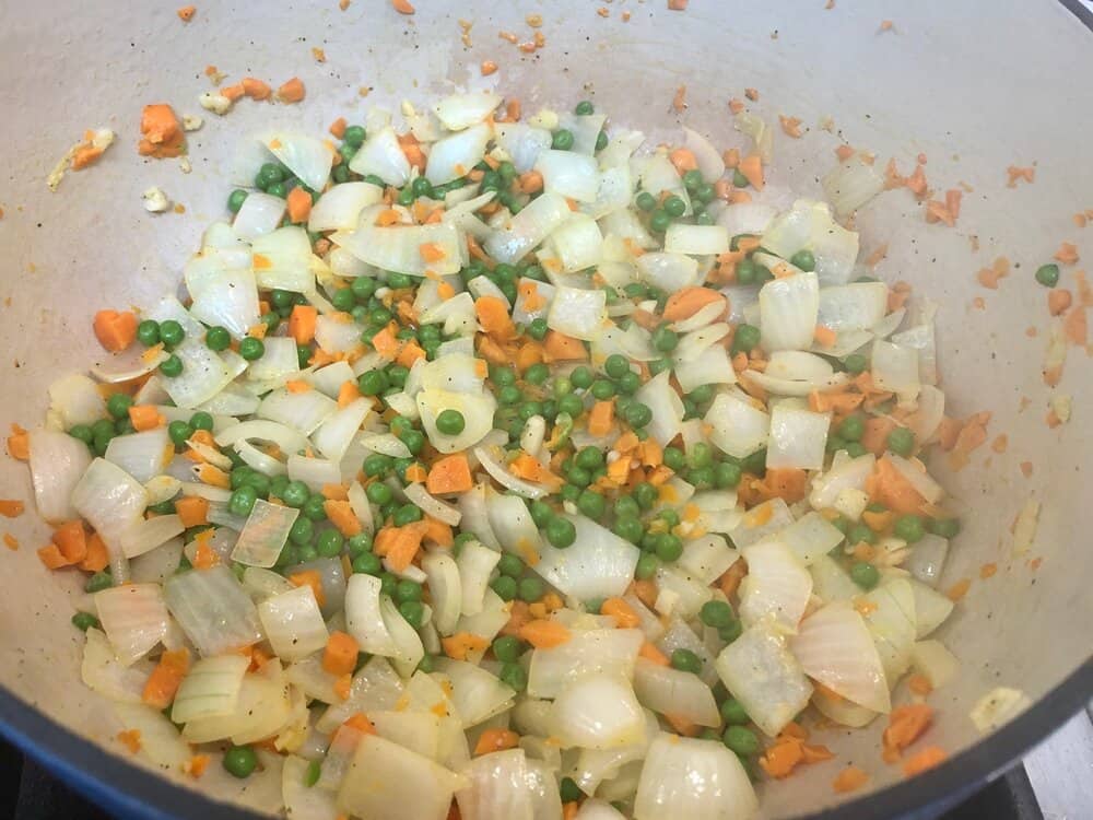 Vegetables cooking in a pot