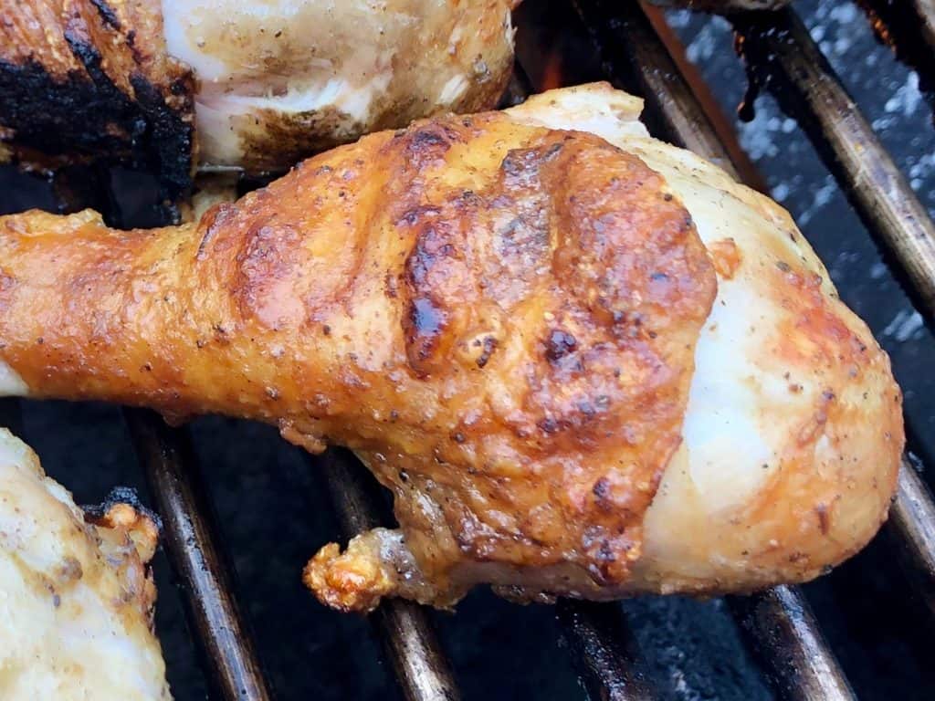 Closeup of cornell chicken drumstick