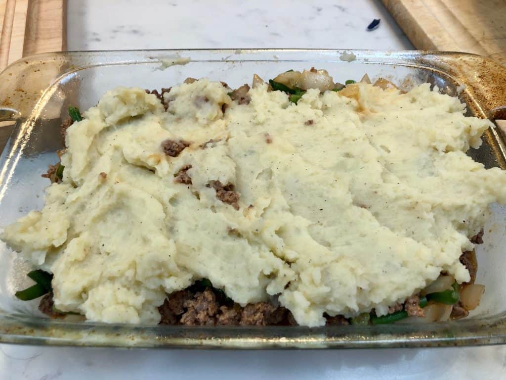 Mashed potatoes in a casserole
