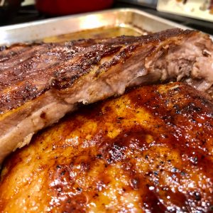 Easy oven baked ribs with rub and bbq sauce