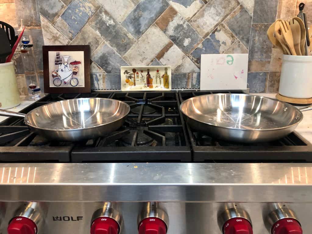 Skillets on a rangetop