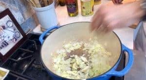 Onions and garlic cooking