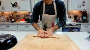 Rolling homemade cavatelli dough