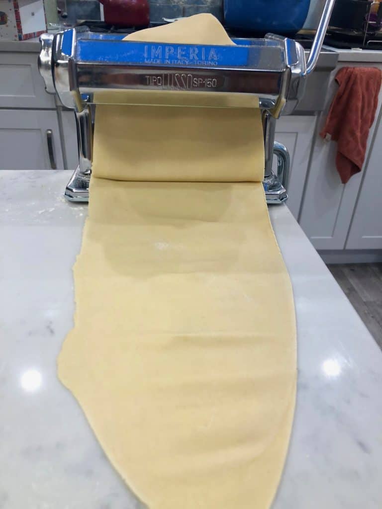 Flattened fresh pasta dough